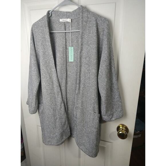 Mod Ref Woman M Duster Grey Pullon Casual Comfort Pocket Long Sleeve - Picture 2 of 8